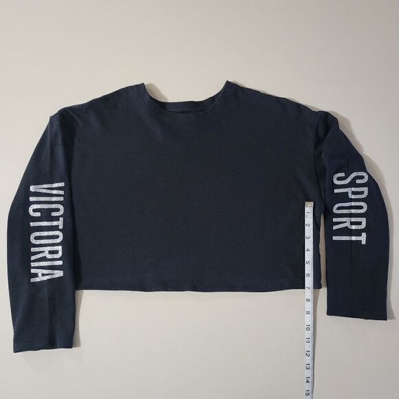 Victoria's Secret Black Crewneck Long Sleeve Cropped Sweatshirt - Picture 8 of 16